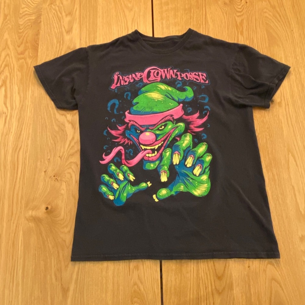 Insane Clown Posse ICP Tee Mens Size Small Black Neon Graphic Horrorcore HipHop